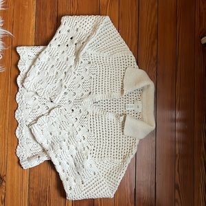 H&M split Neck crochet sweater with bell sleeves. XS